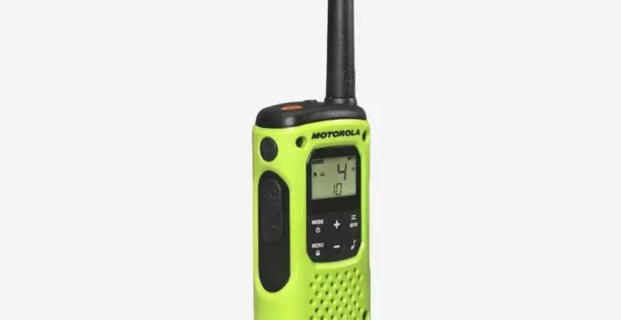 Motorola Talkabout T600 H2O waterproof walkie talkie floating face-up on water