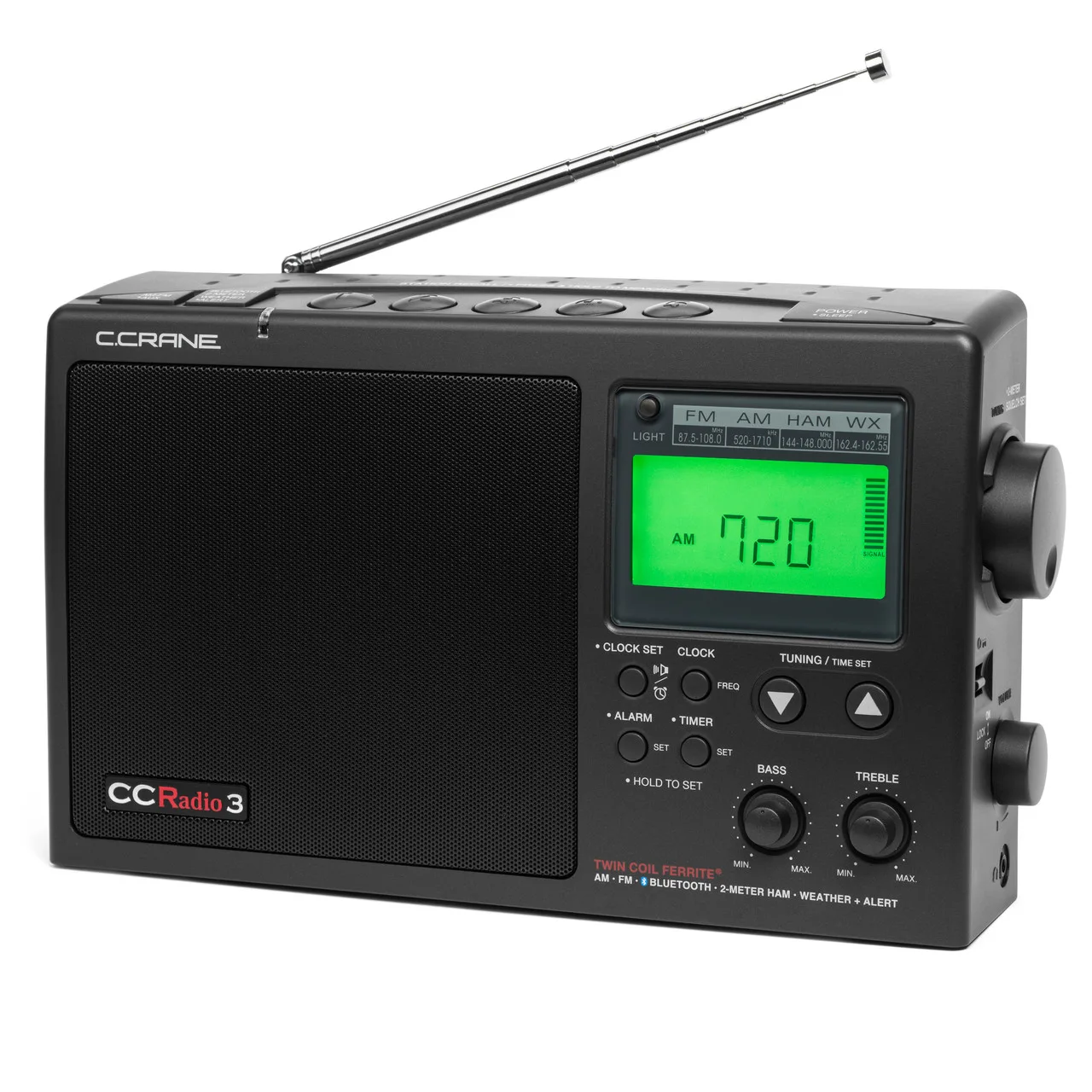 CCRadio-3 C Crane AM FM portable radio with NOAA weather and Bluetooth