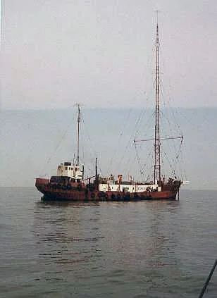 MV Mi Amigo Radio Caroline pirate radio ship offshore 1970s